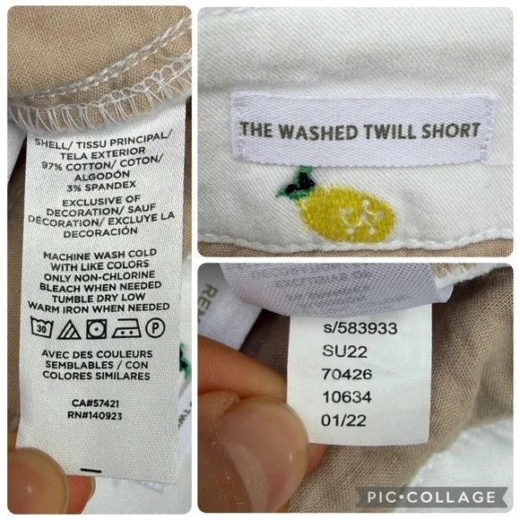 LOFT The Washed Twill Shorts in White Pineapple Print size 2 - Picture 11 of 12